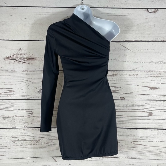 BALENCIAGA Asymmetric One-Shoulder Mini Dress - Black - Sz - 6 .US / 36 .EU - Picture 5 of 7